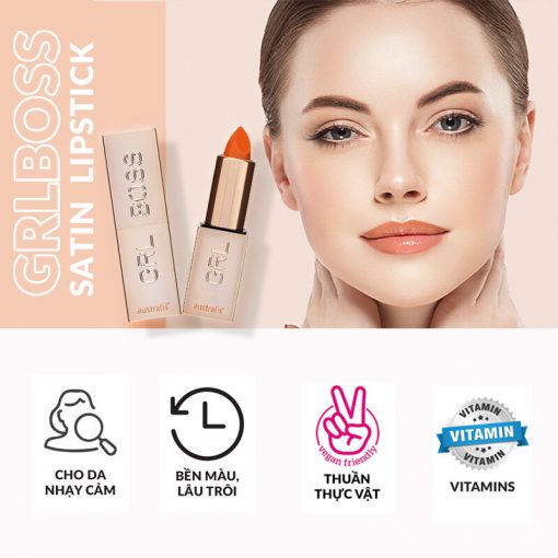 Son Lì Dưỡng Môi Australis Grlboss Satin Lipstick