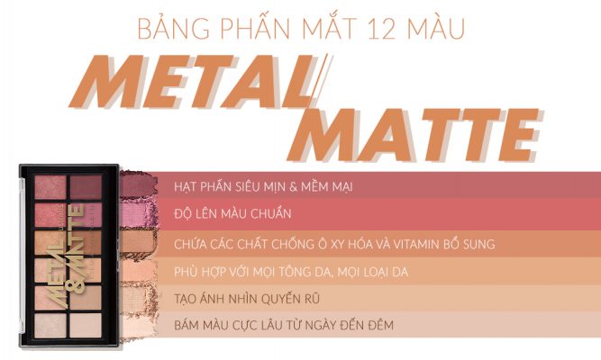 Bảng Phấn Mắt Australis Metal and Matte 12 màu