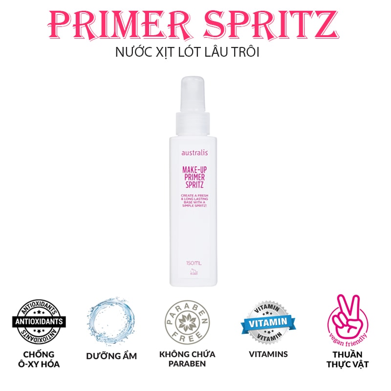 Makeup Primer Spritz – Xịt Khóa Trang điểm Dưỡng ẩm Australis