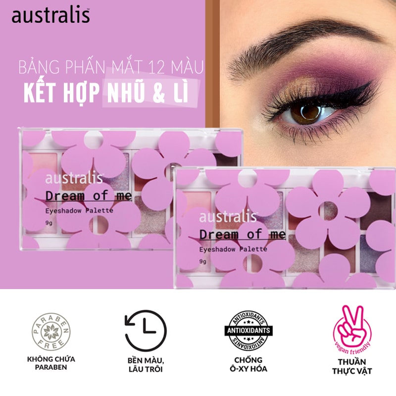 Dream Of Me Eyeshadow Paltte – Bảng phấn mắt Australis Dream Of Me 12 màu