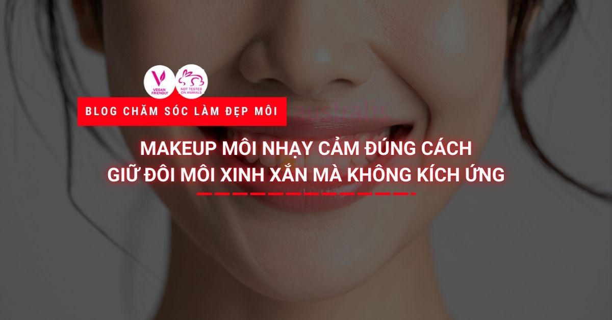 makeup môi da yếu